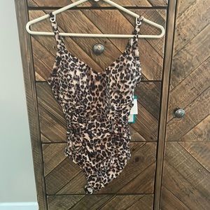 NWT Aqua Green leopard print one piece